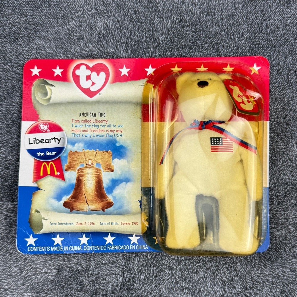Ty Teenie Beanie Baby Libearty the Bear McDonalds 2000 American Trio Sealed